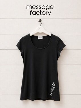 Message Factory – Black Graphic Tunic Tee (Size M)